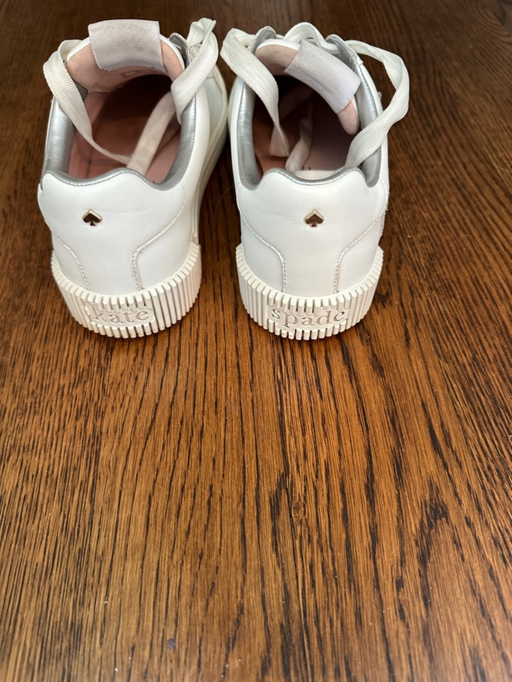 kate spade White Leather Sneakers with Silver Star Embellishments - Picture 4 of 5
